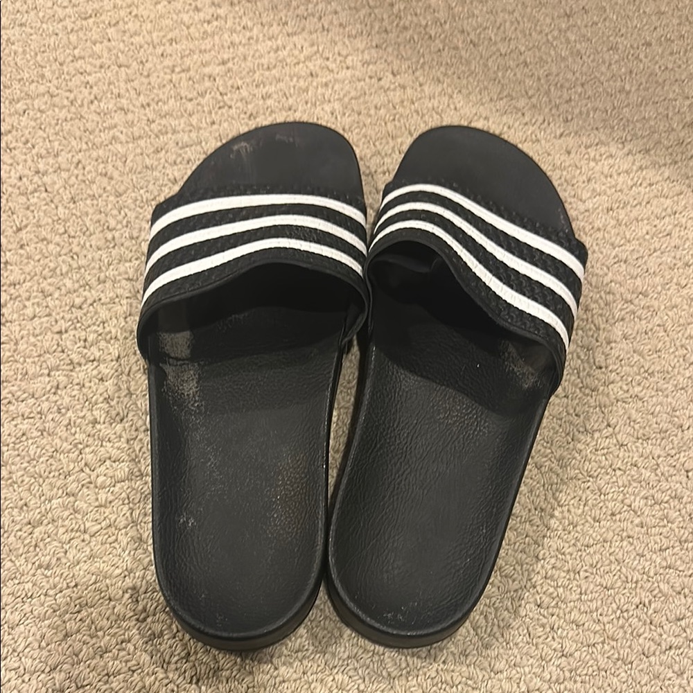 Adidas Black and White Slide Sandals